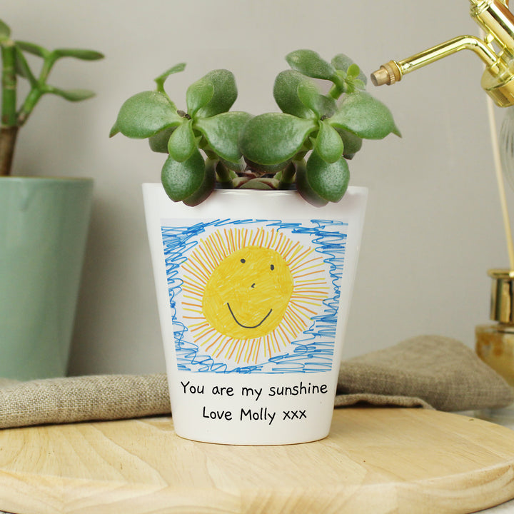 Personalised Childrens Drawing Photo Upload Plant Pot - part of the Gifts Finder Personalised Plant Pots collection