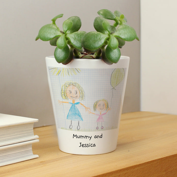 Personalised Childrens Drawing Photo Upload Plant Pot - part of the Gifts Finder Personalised Plant Pots collection