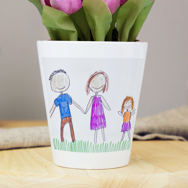 Personalised Childrens Drawing Photo Upload Plant Pot - part of the Gifts Finder Personalised Plant Pots collection