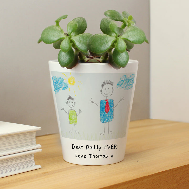 Personalised Childrens Drawing Photo Upload Plant Pot - part of the Gifts Finder Personalised Plant Pots collection