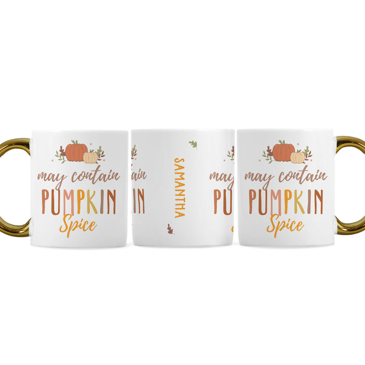 Buy Personalised Pumpkin Spice Gold Handle Mug at www.giftsfinder.co.uk