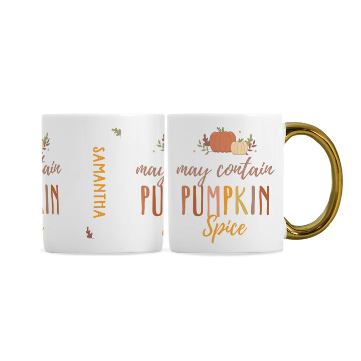 Buy Personalised Pumpkin Spice Gold Handle Mug at www.giftsfinder.co.uk