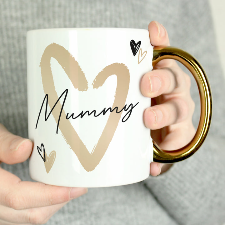 Buy Personalised Hearts Gold Handled Mug available now at www.giftsfinder.co.uk