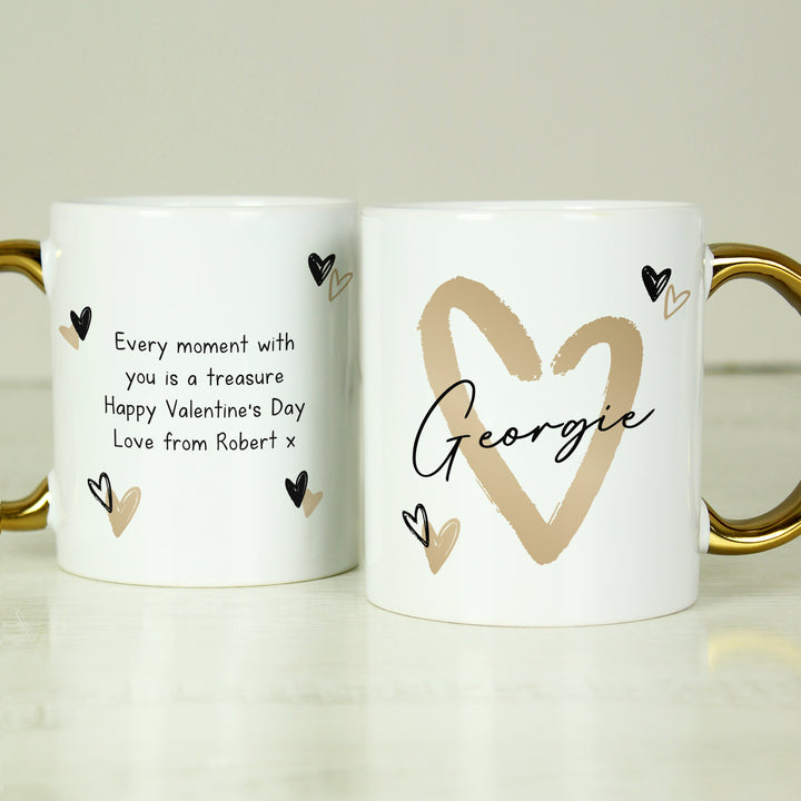 Buy Personalised Hearts Gold Handled Mug available now at www.giftsfinder.co.uk