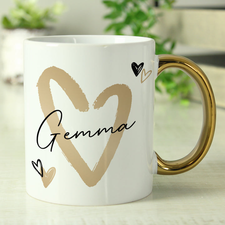 Buy Personalised Hearts Gold Handled Mug available now at www.giftsfinder.co.uk