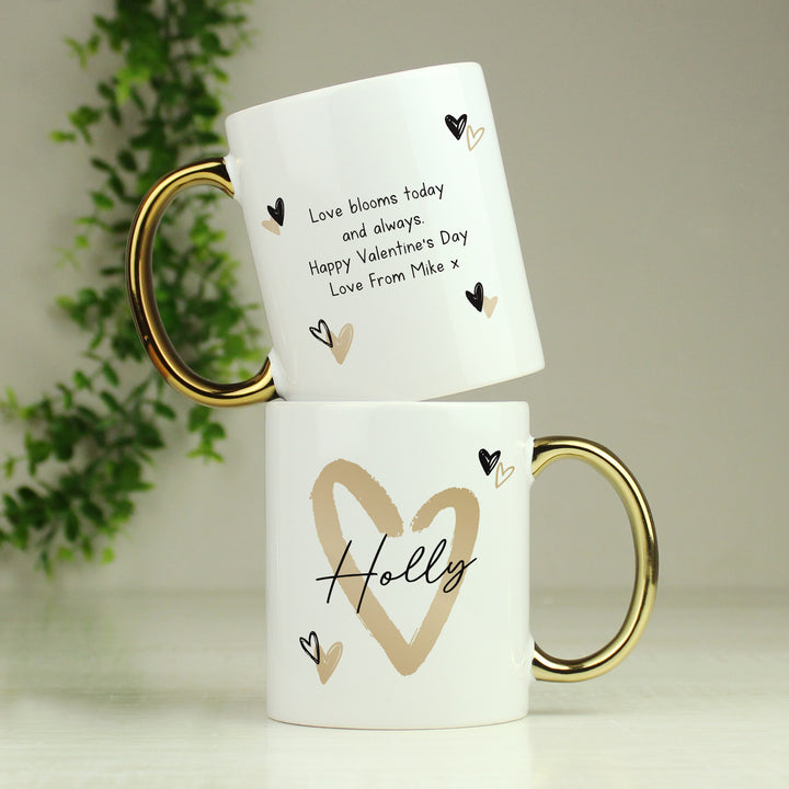 Buy Personalised Hearts Gold Handled Mug available now at www.giftsfinder.co.uk