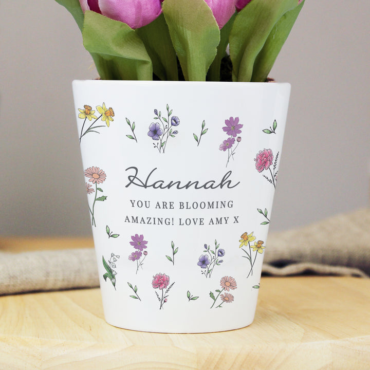 Personalised Wild Flowers Plant Pot in gift category Vases