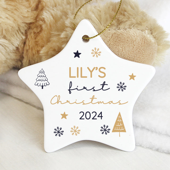 Buy Personalised First Christmas Star Christmas Tree Decoration available now at www.giftsfinder.co.uk