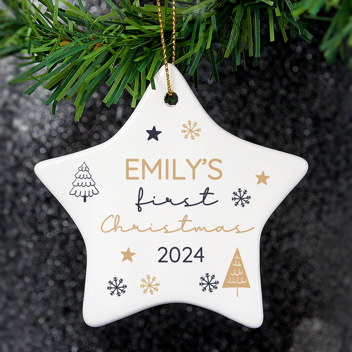 Buy Personalised First Christmas Star Christmas Tree Decoration available now at www.giftsfinder.co.uk