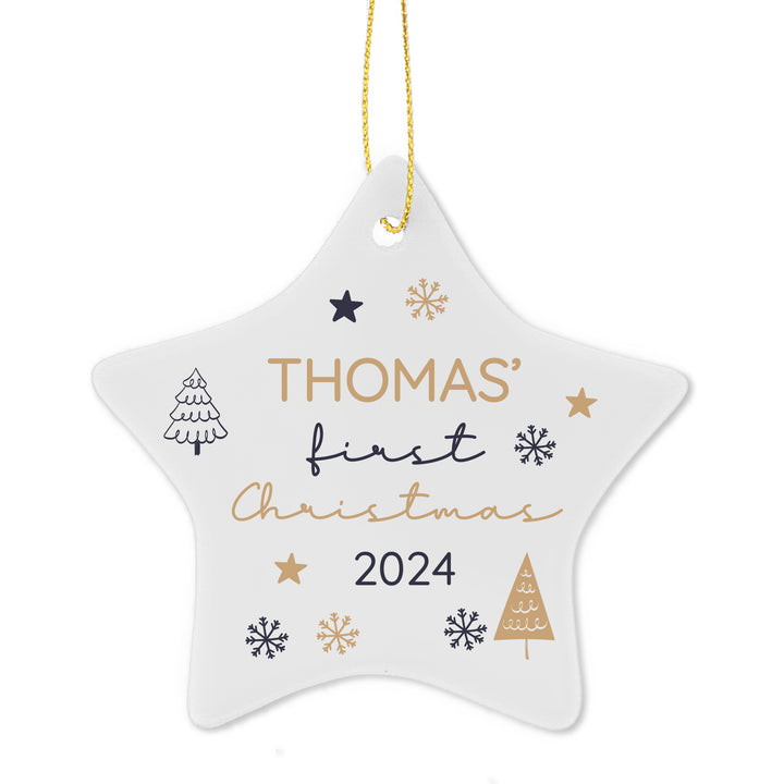 Buy Personalised First Christmas Star Christmas Tree Decoration available now at www.giftsfinder.co.uk