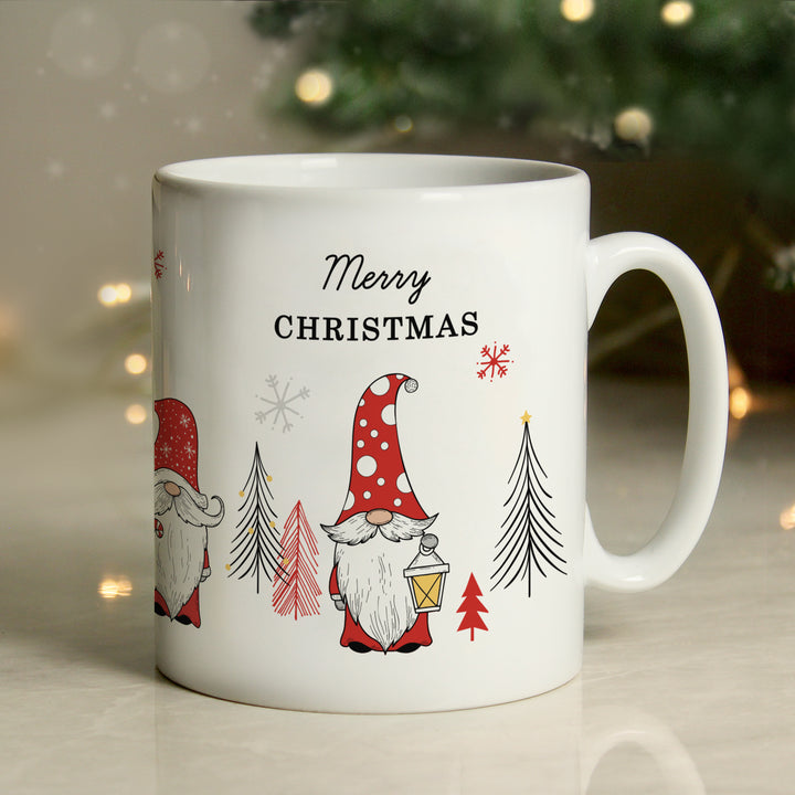 Buy Personalised Christmas Gonk Pattern Mug available now at www.giftsfinder.co.uk