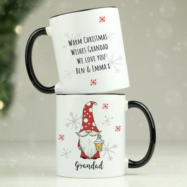 Buy Personalised Gonk Family Black Handled Christmas Mug - Male available now at www.giftsfinder.co.uk