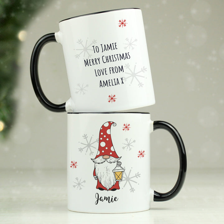 Buy Personalised Gonk Family Black Handled Christmas Mug - Male available now at www.giftsfinder.co.uk