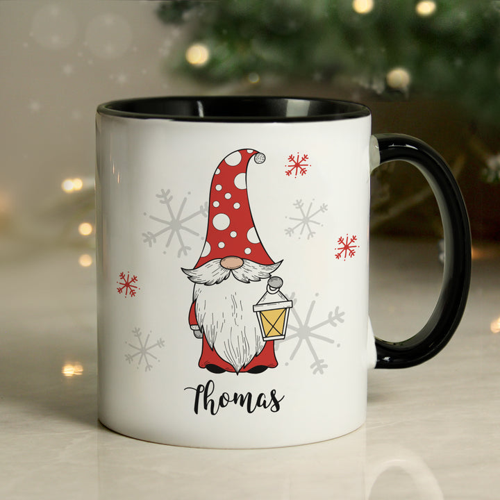 Buy Personalised Gonk Family Black Handled Christmas Mug - Male available now at www.giftsfinder.co.uk