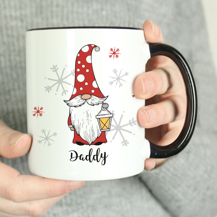 Buy Personalised Gonk Family Black Handled Christmas Mug - Male available now at www.giftsfinder.co.uk