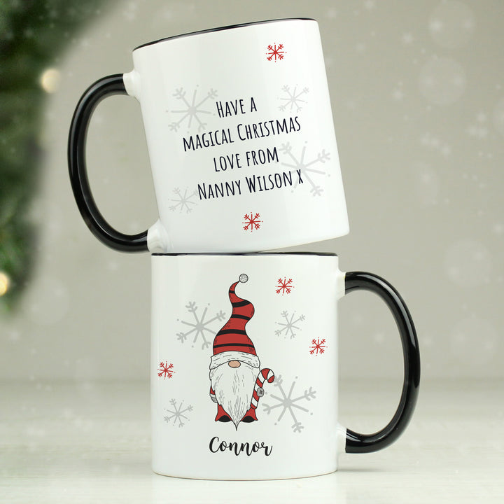 Buy Personalised Gonk Family Black Handled Christmas Mug - Boy available now at www.giftsfinder.co.uk