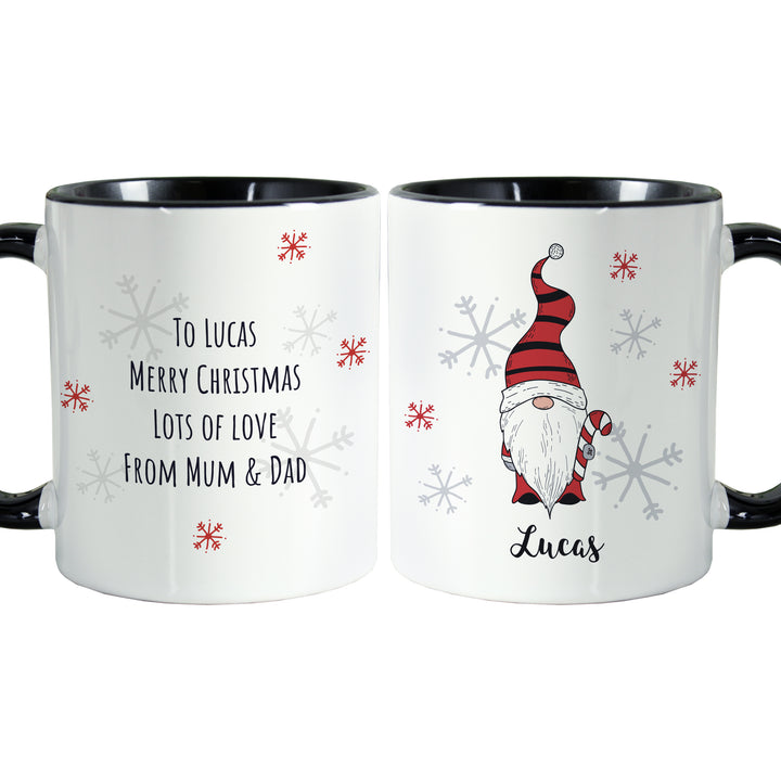 Buy Personalised Gonk Family Black Handled Christmas Mug - Boy available now at www.giftsfinder.co.uk