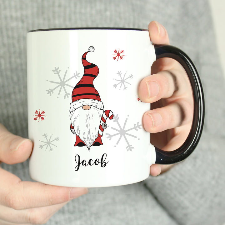 Buy Personalised Gonk Family Black Handled Christmas Mug - Boy available now at www.giftsfinder.co.uk