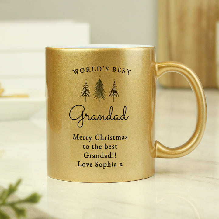 Buy Personalised Christmas Tree Gold Glitter Mug available now at www.giftsfinder.co.uk