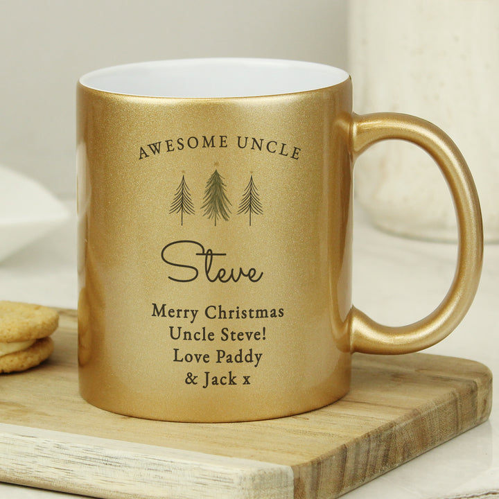 Buy Personalised Christmas Tree Gold Glitter Mug available now at www.giftsfinder.co.uk