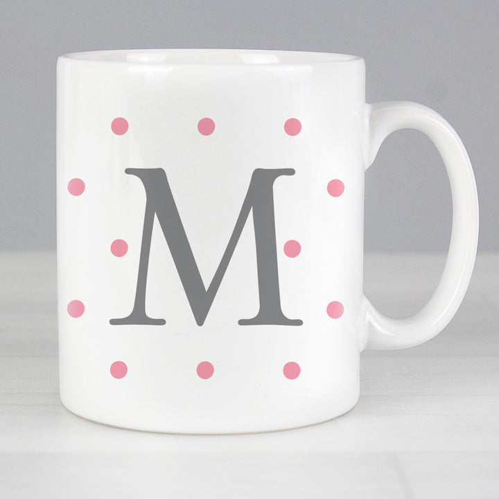 Buy Personalised Monogram Pink Spot Mug at www.giftsfinder.co.uk