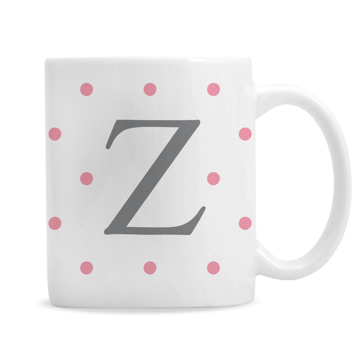 Buy Personalised Monogram Pink Spot Mug at www.giftsfinder.co.uk