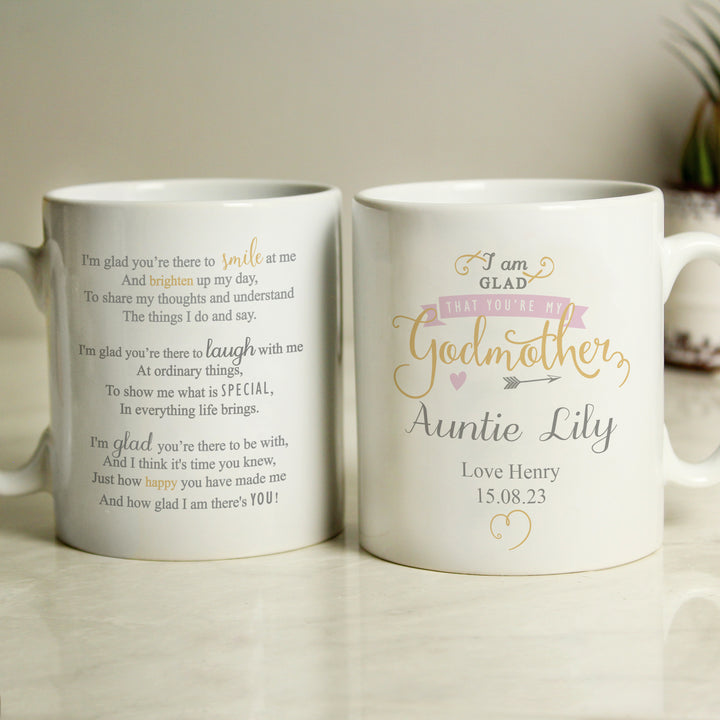 Personalised I Am Glad... Godmother Mug - part of the Gifts Finder Personalised Mugs collection