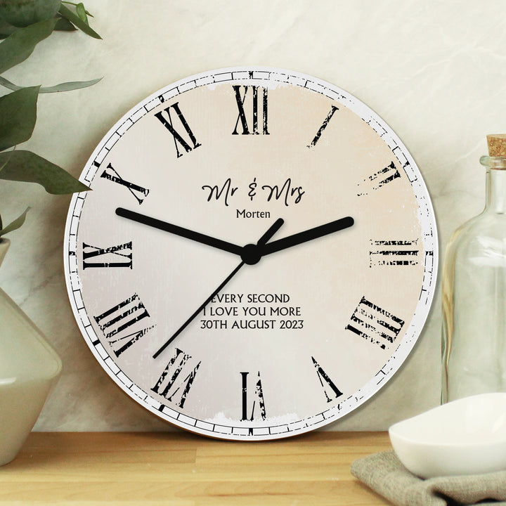 Personalised Rustic Message Glass Clock in gift category Personalised Clocks