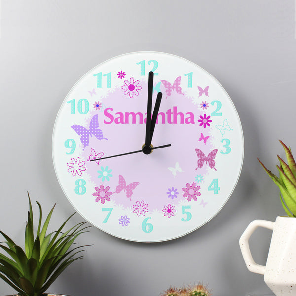 Buy Personalised Butterfly Clock available now at www.giftsfinder.co.uk