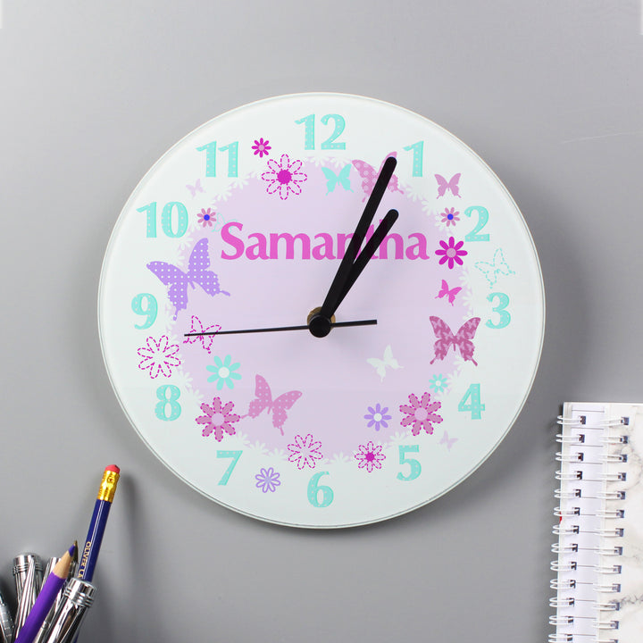 Buy Personalised Butterfly Clock available now at www.giftsfinder.co.uk