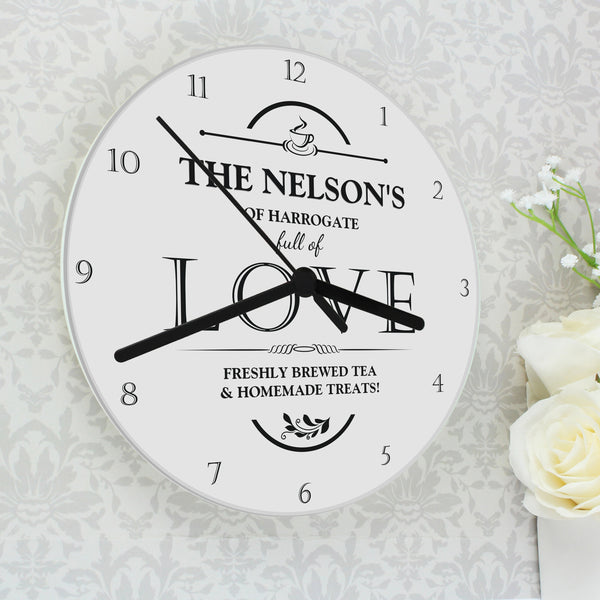 Buy Personalised Full of Love Glass Clock available now at www.giftsfinder.co.uk