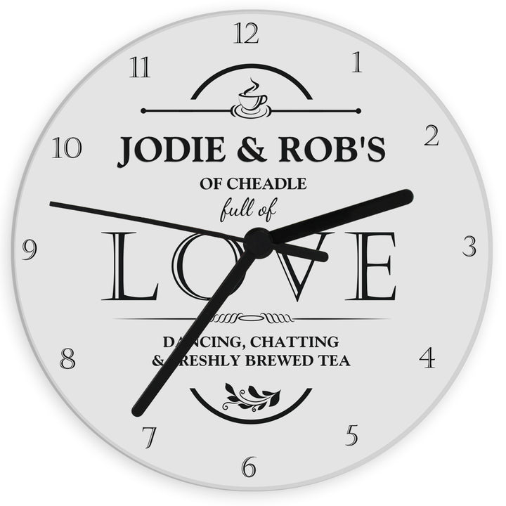 Buy Personalised Full of Love Glass Clock available now at www.giftsfinder.co.uk