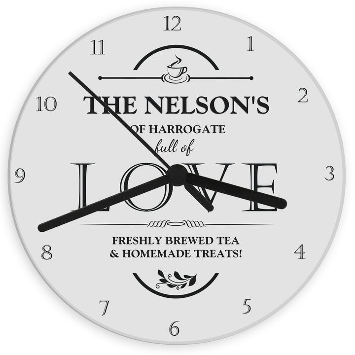 Buy Personalised Full of Love Glass Clock available now at www.giftsfinder.co.uk