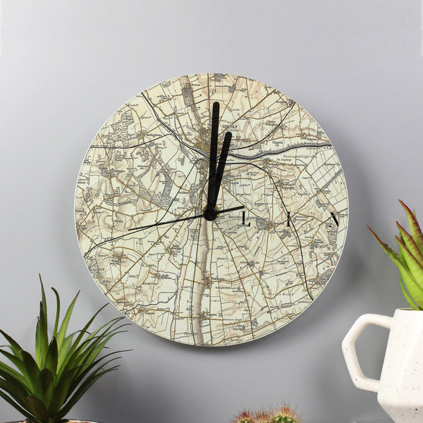 Buy Personalised 1896 - 1904 Revised Glass Map Clock available now at www.giftsfinder.co.uk