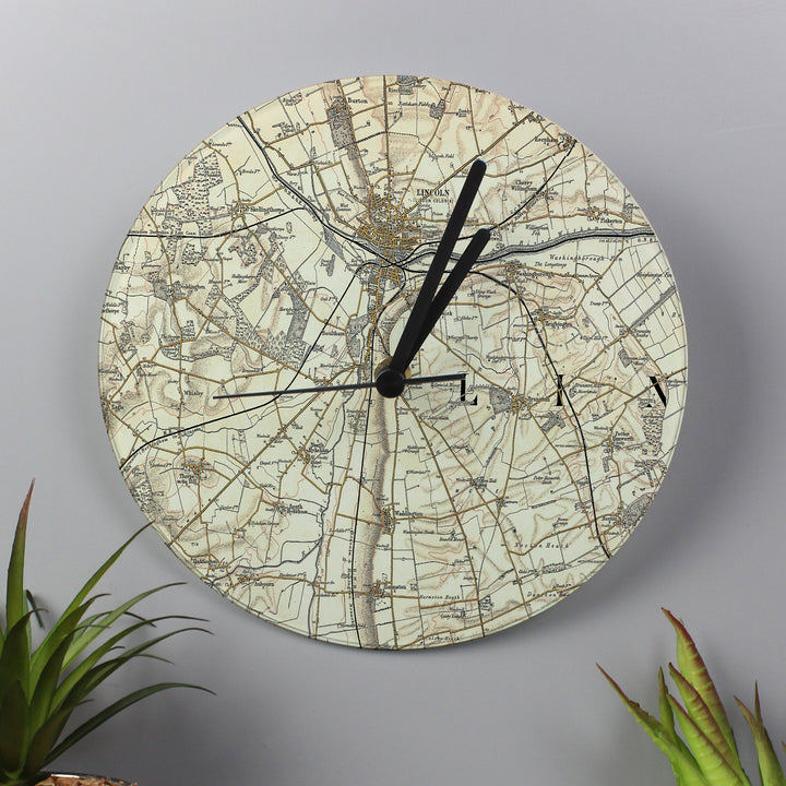 Buy Personalised 1896 - 1904 Revised Glass Map Clock available now at www.giftsfinder.co.uk