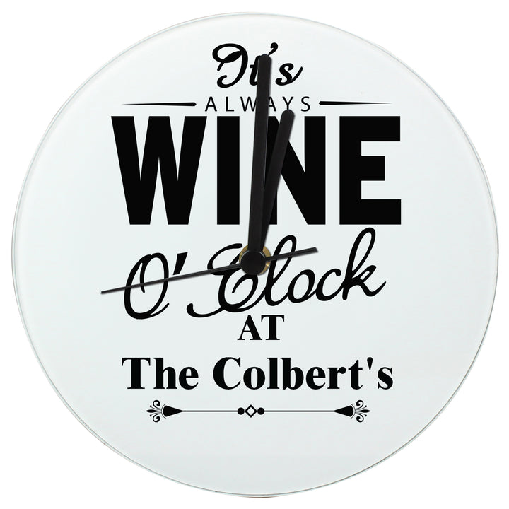 Personalised Wine O'Clock Clock in gift category Personalised Clocks