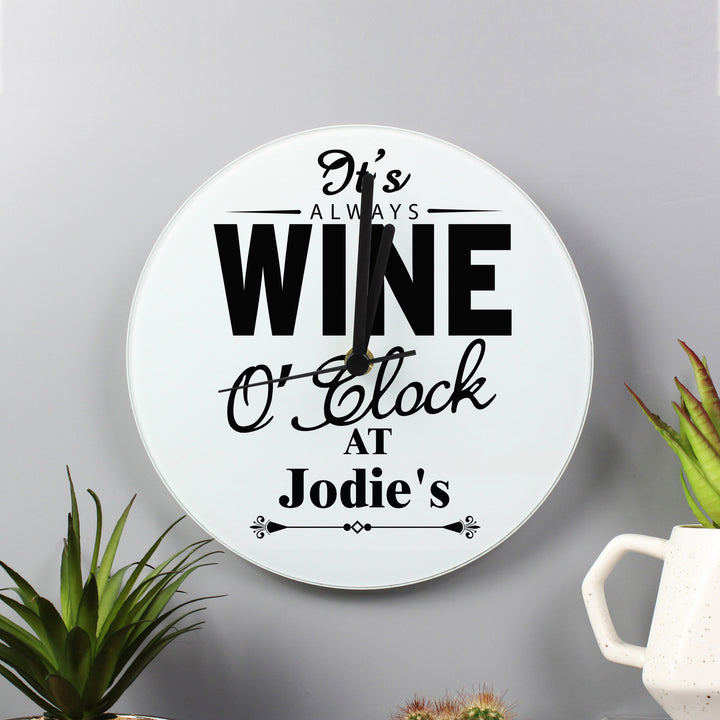 Personalised Wine O'Clock Clock in gift category Personalised Clocks