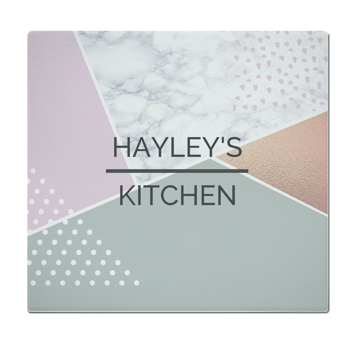 Buy Personalised Geometric Glass Chopping Board/Worktop Saver at www.giftsfinder.co.uk