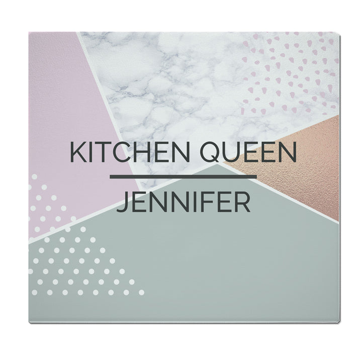 Buy Personalised Geometric Glass Chopping Board/Worktop Saver at www.giftsfinder.co.uk