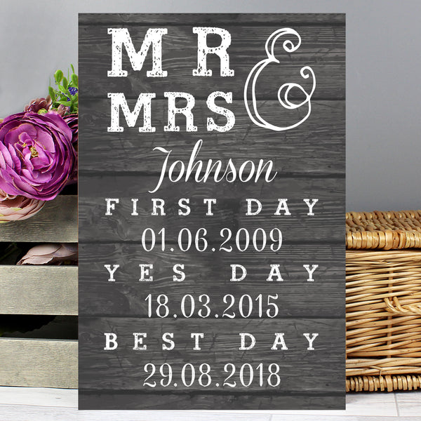 Buy Personalised Mr & Mrs First Day Yes Day & Best Day Metal Sign at www.giftsfinder.co.uk