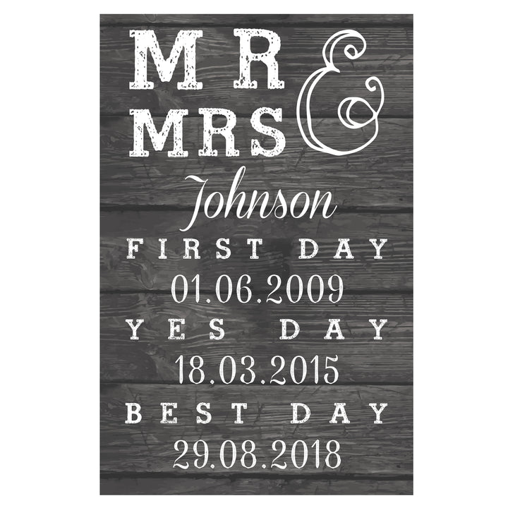 Buy Personalised Mr & Mrs First Day Yes Day & Best Day Metal Sign at www.giftsfinder.co.uk