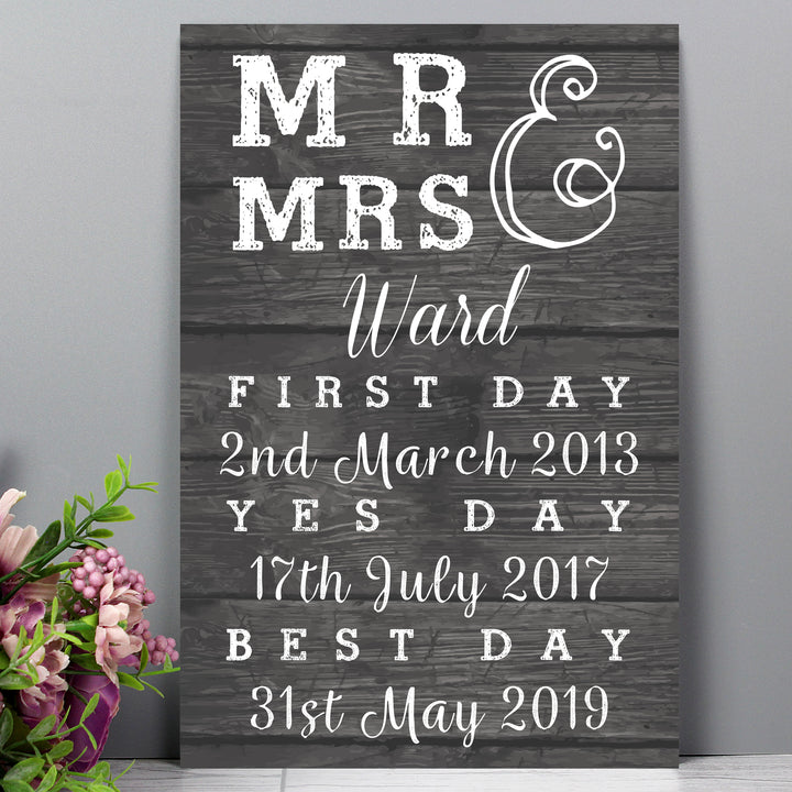 Buy Personalised Mr & Mrs First Day Yes Day & Best Day Metal Sign at www.giftsfinder.co.uk