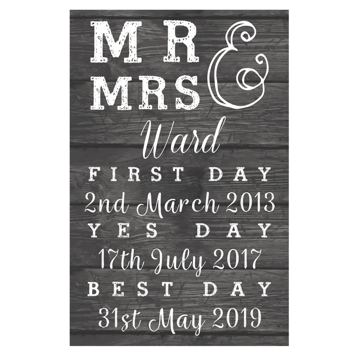 Buy Personalised Mr & Mrs First Day Yes Day & Best Day Metal Sign at www.giftsfinder.co.uk