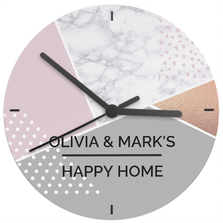 Buy Personalised Geometric Glass Clock at www.giftsfinder.co.uk