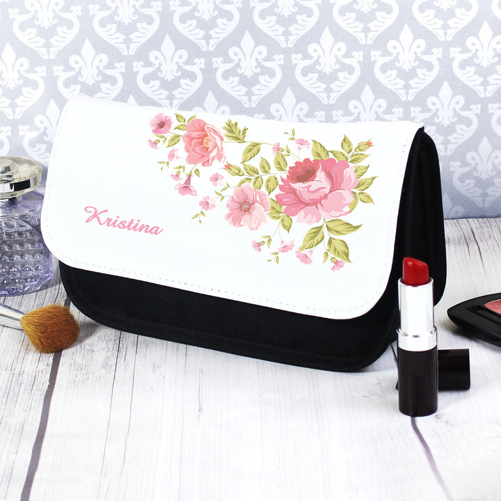 Buy Personalised Pretty Rose Make Up Bag at www.giftsfinder.co.uk