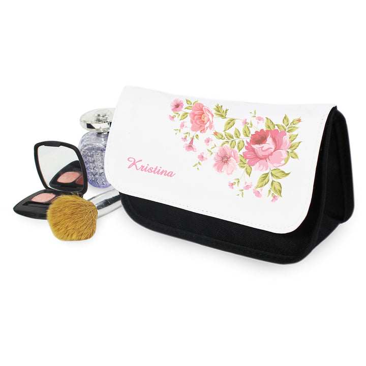 Buy Personalised Pretty Rose Make Up Bag at www.giftsfinder.co.uk