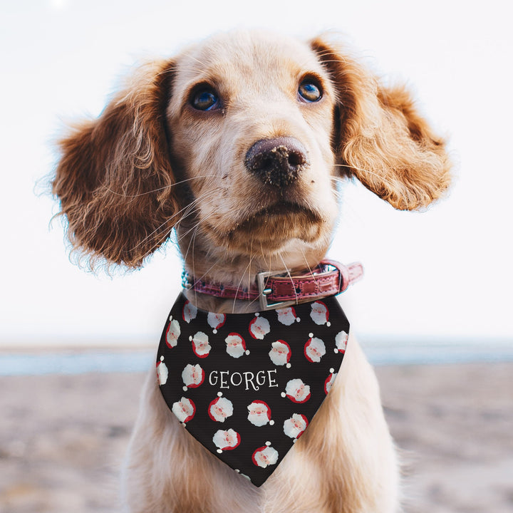 Buy Personalised Santa Black Dog Bandana at www.giftsfinder.co.uk