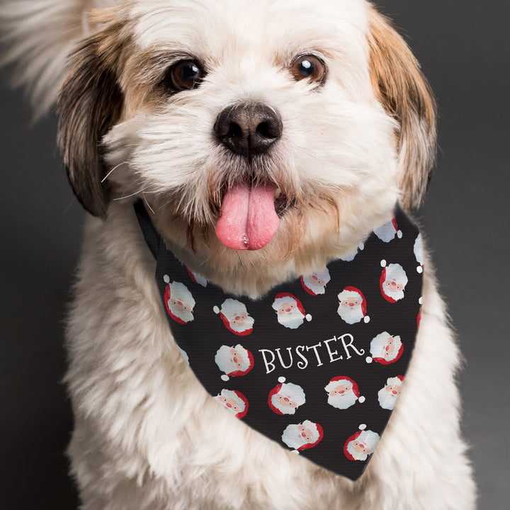 Buy Personalised Santa Black Dog Bandana at www.giftsfinder.co.uk