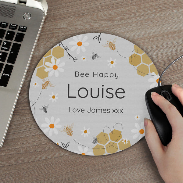 Buy Personalised Bee Mouse Mat available now at www.giftsfinder.co.uk