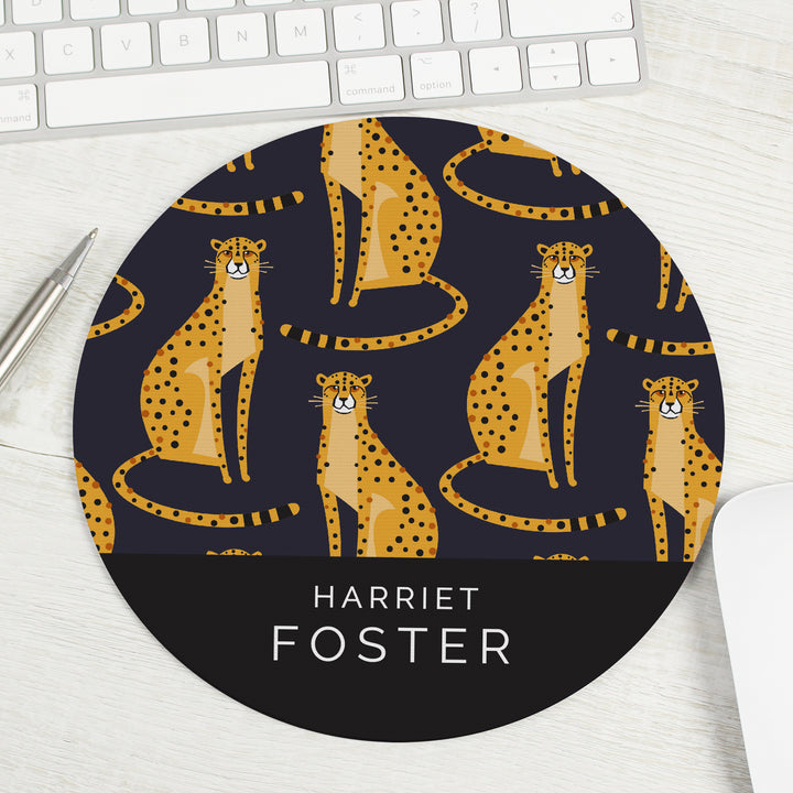 Buy Personalised Leopard Mouse Mat available now at www.giftsfinder.co.uk